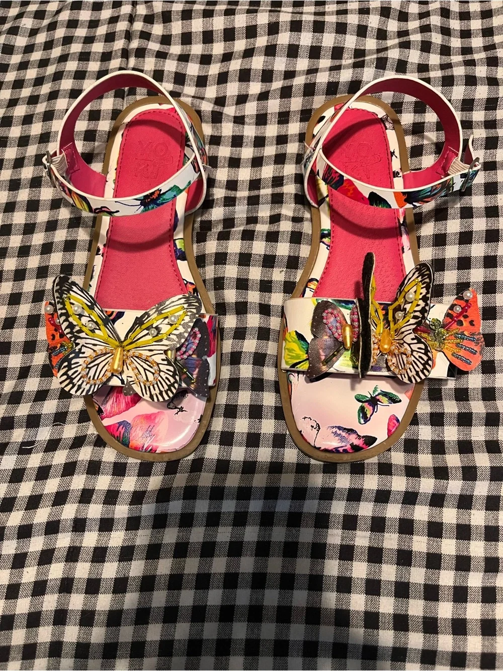 Girls YOKI Butterfly Floral Pink Sandals size 2
